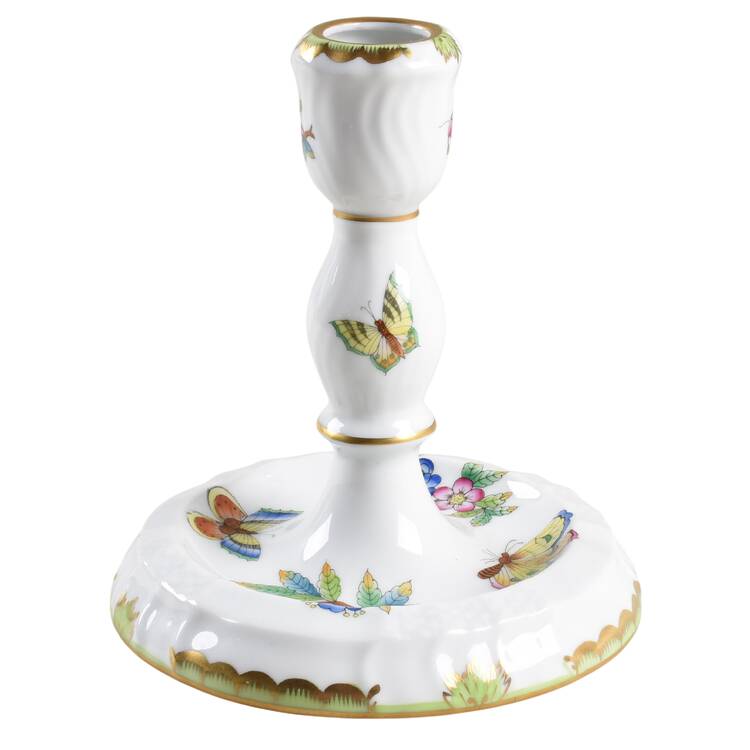 Queen Victoria (Green Border) Tall Candlestick