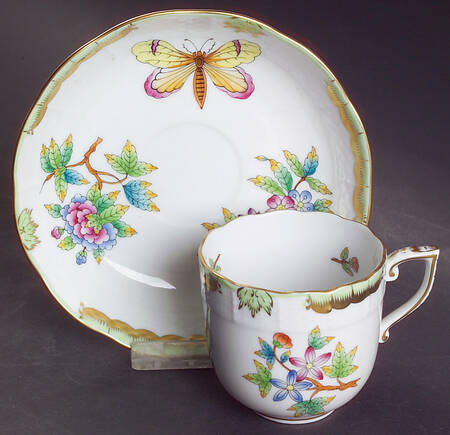 Queen Victoria (Green Border) Mocha Cup & Saucer Set