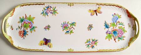 Queen Victoria (Green Border) 19" Oblong Tray