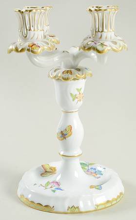 Queen Victoria (Green Border) 8 3/4" 4 Light Candlestick (Uses 4 Lt Arm)