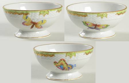 Queen Victoria (Green Border) Cranberry Bowl