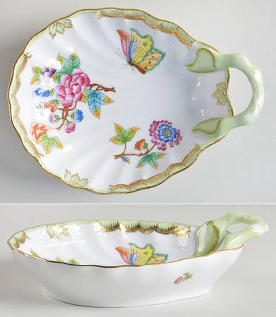 Queen Victoria (Green Border) 6" Shell Shaped Dish