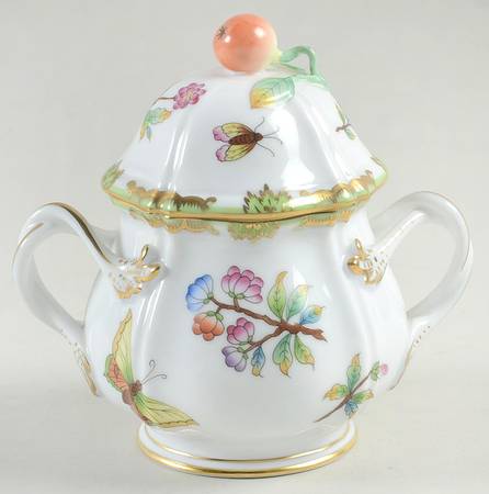 Queen Victoria (Green Border) Sugar Bowl & Lid