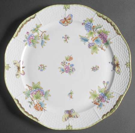 Queen Victoria (Green Border) 14" Chop Plate (Round Platter)