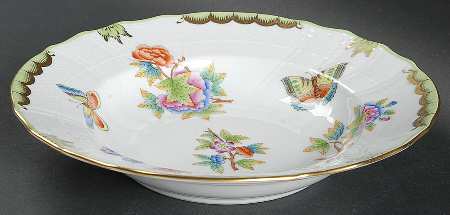 Queen Victoria (Green Border) Rim Soup Bowl
