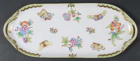 Queen Victoria (Green Border) 14" Sandwich Tray