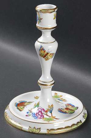 Queen Victoria (Green Border) 7" Candlestick