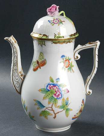Queen Victoria (Green Border) Small Coffee Pot & Lid