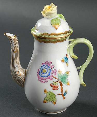 Queen Victoria (Green Border) Individual Coffee Pot & Lid