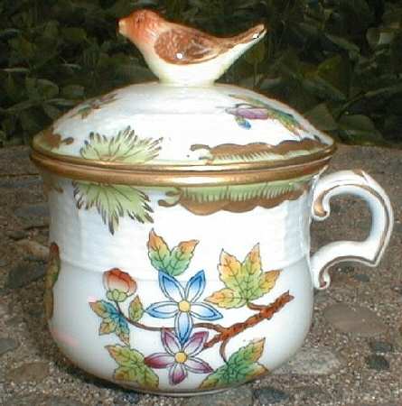 Queen Victoria (Green Border) Pot de Creme (2 Pc)-Lid & Base