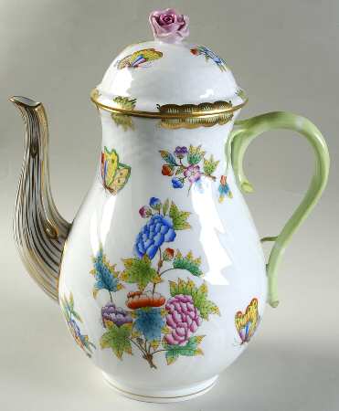 Queen Victoria (Green Border) Coffee Pot & Lid