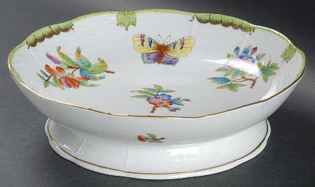 Queen Victoria (Green Border) Round Compote (Height X Width)