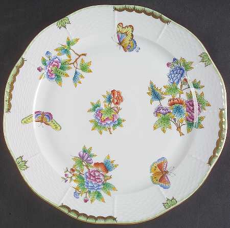 Queen Victoria (Green Border) 11" Chop Plate (Round Platter)