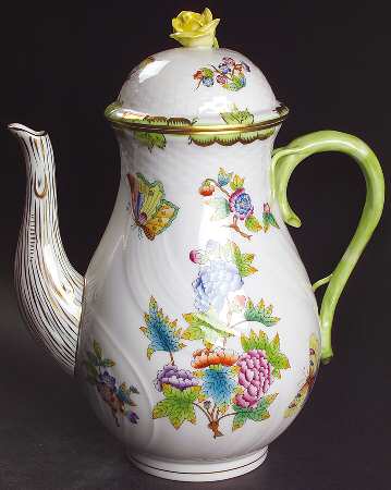 Queen Victoria (Green Border) Coffee Pot & Lid