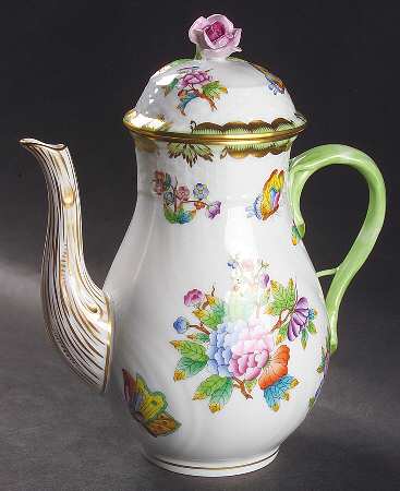 Queen Victoria (Green Border) Small Coffee Pot & Lid