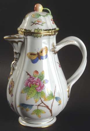 Queen Victoria (Green Border) Small Coffee Pot & Lid