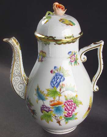 Queen Victoria (Green Border) Coffee Pot & Lid