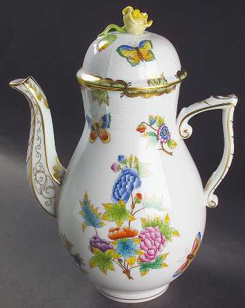 Queen Victoria (Green Border) Coffee Pot & Lid