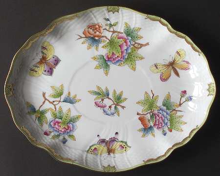 Queen Victoria (Green Border) Underplate for Gravy Boat