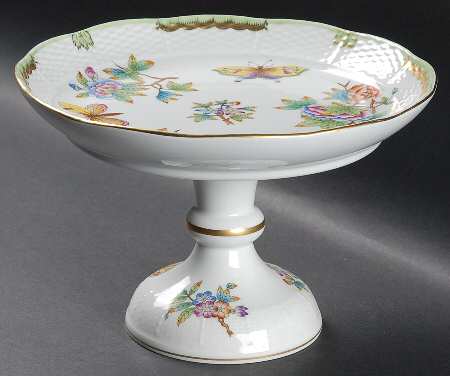 Queen Victoria (Green Border) Tall Comport