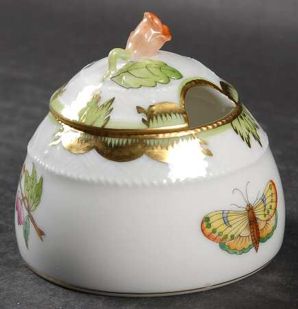 Queen Victoria (Green Border) Honey Pot & Lid