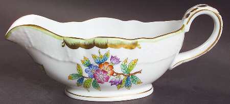 Queen Victoria (Green Border) Open Sauce Boat