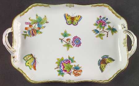 Queen Victoria (Green Border) 9" Rectangular Serving Platter
