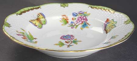 Queen Victoria (Green Border) Rim Soup Bowl