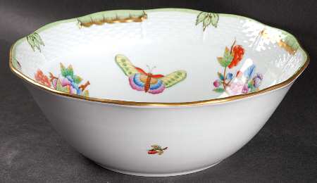 Queen Victoria (Green Border) 8" Round Vegetable Bowl
