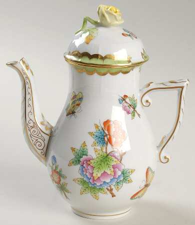 Queen Victoria (Green Border) Small Coffee Pot & Lid