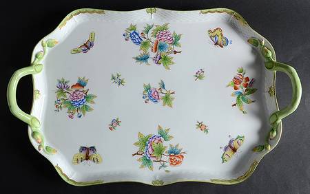 Queen Victoria (Green Border) 18" Rectangular Serving Platter