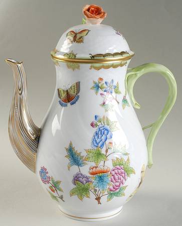 Queen Victoria (Green Border) Coffee Pot & Lid
