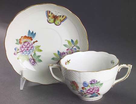 Queen Victoria Older (VA) Flat Bouillon Cup & Saucer