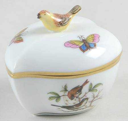 Rothschild Bird (RO) 3" Heart Shape Bon Bon & Lid