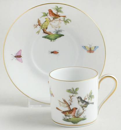Rothschild Bird (RO) Flat Demitasse Cup & Saucer Set