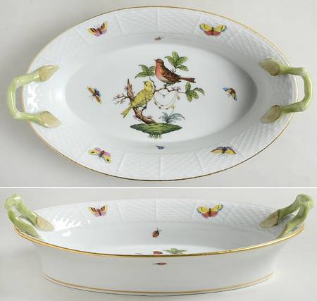 Rothschild Bird (RO) Oval Handled Bread Dish