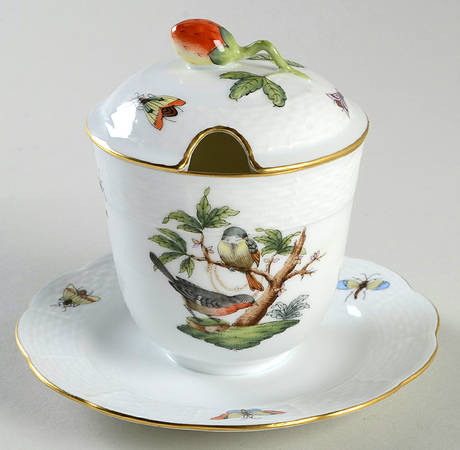 Rothschild Bird (RO) Jam/Jelly & Lid w/Attached Underplate