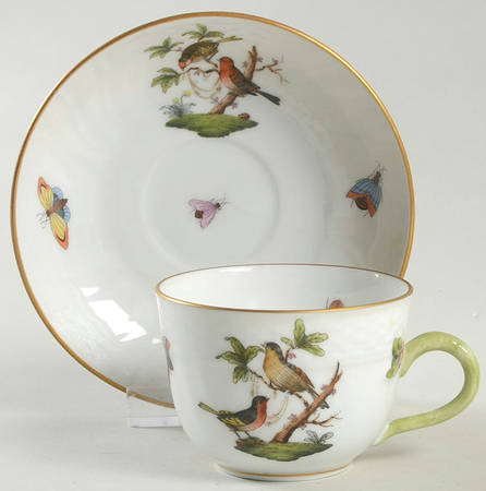 Rothschild Bird (RO) Flat Demitasse Cup & Saucer Set