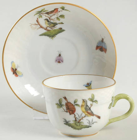 Rothschild Bird (RO) Flat Demitasse Cup & Saucer Set