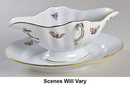 Rothschild Bird (RO) Gravy Boat with Attached Underplate