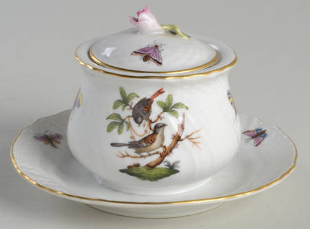 Rothschild Bird (RO) Ink Pot with Lid, Insert & Attached Tray