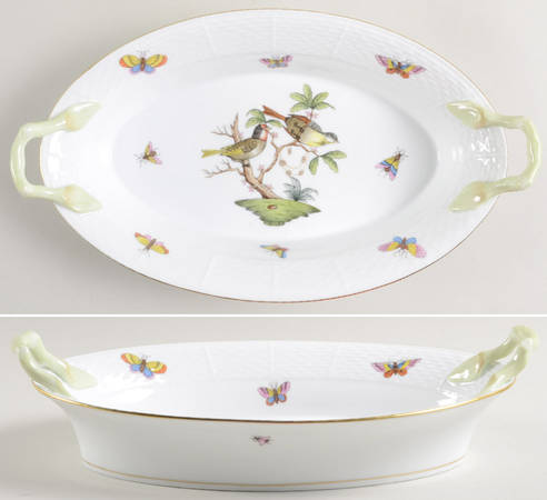 Rothschild Bird (RO) Oval Handled Bread Dish