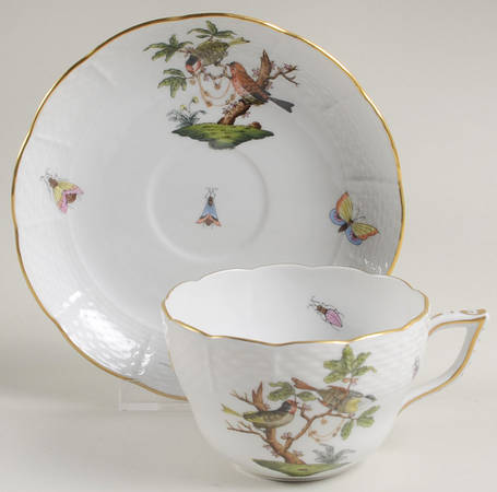 Rothschild Bird (RO) Footed Cup & Saucer Set