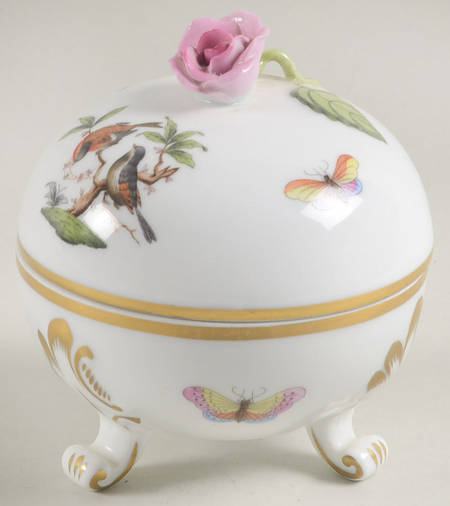 Rothschild Bird (RO) Footed Bon Bon & Lid by Herend