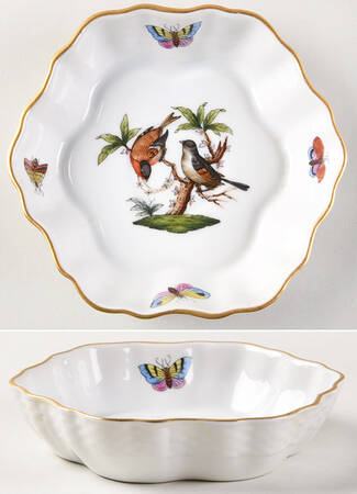 Rothschild Bird (RO) 4" Round Scalloped Dish by Herend