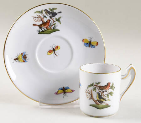 Rothschild Bird (RO) Flat Demitasse Cup & Saucer Set