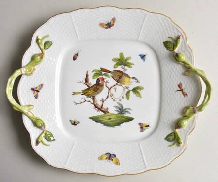 Rothschild Bird (RO) 11" Square Handled Cake Plate by Herend
