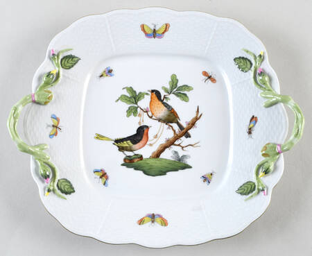 Rothschild Bird (RO) 11" Square Handled Cake Plate