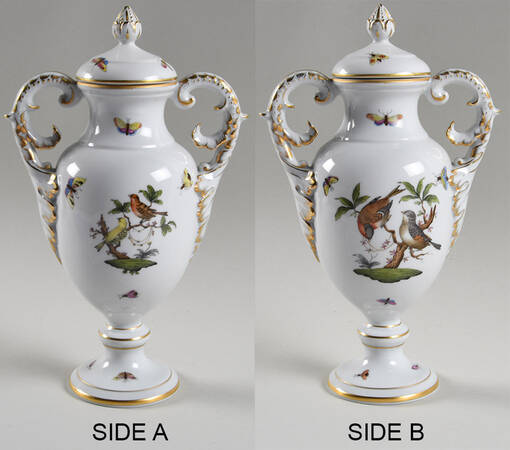 Rothschild Bird (RO) 10" Footed Urn with Lid by Herend