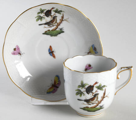Rothschild Bird (RO) Flat Demitasse Cup & Saucer Set